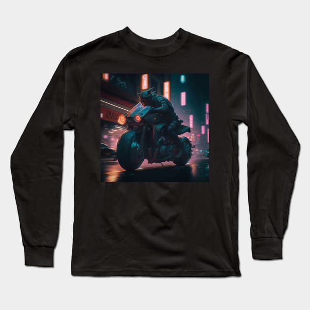 Cyberpunk motorcycle Long Sleeve T-Shirt by TeEmporium